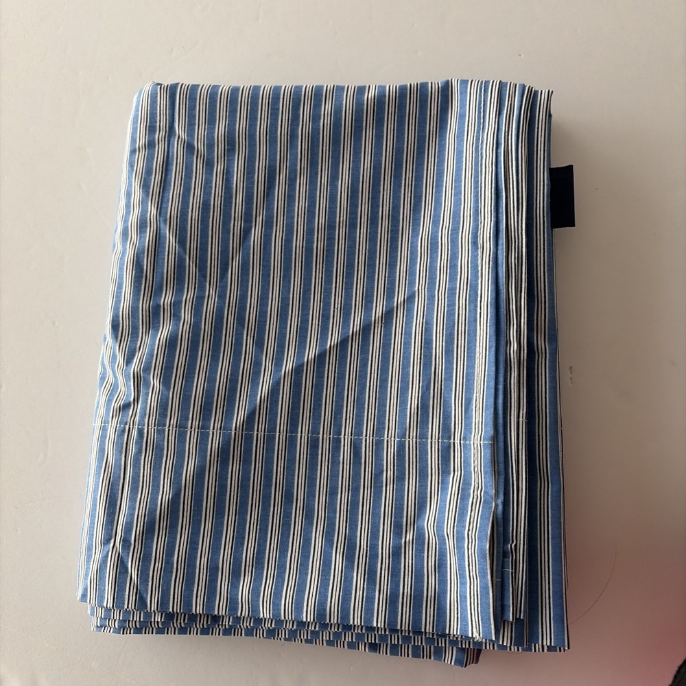 Vintage Ralph Lauren Full Flat Sheet Blue White Navy Stripe 100% Cotton USA